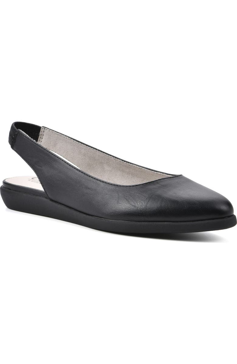 CLIFFS BY WHITE MOUNTAIN Memory Slingback Flat, Main, color, Black/ Smooth