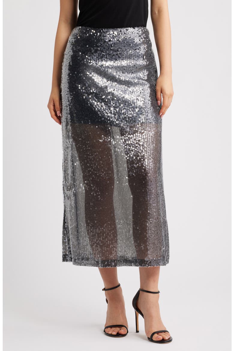 Ihprinca Sequin Skirt, Main, color, SILVER