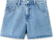 MANGO High Waist Straight Fit Denim Shorts