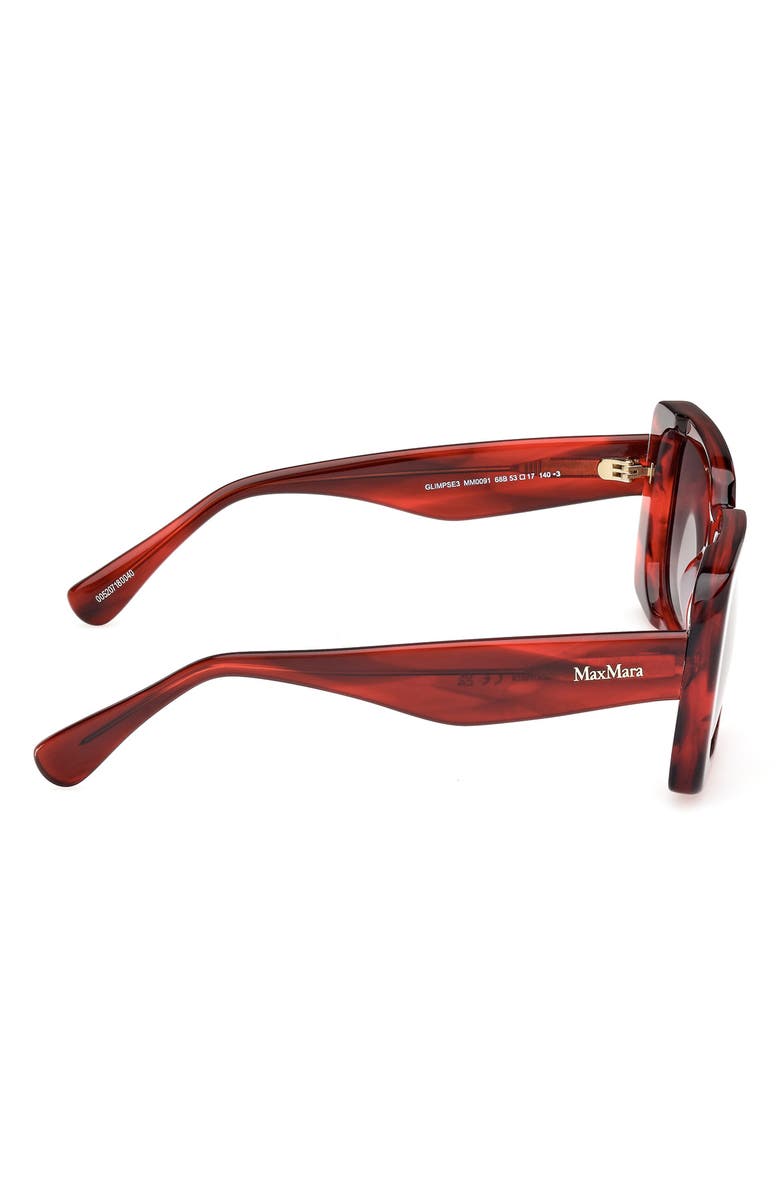 Max Mara Glimpse3 53mm Polarized Square Sunglasses, Alternate, color, Red/Gradient Smoke