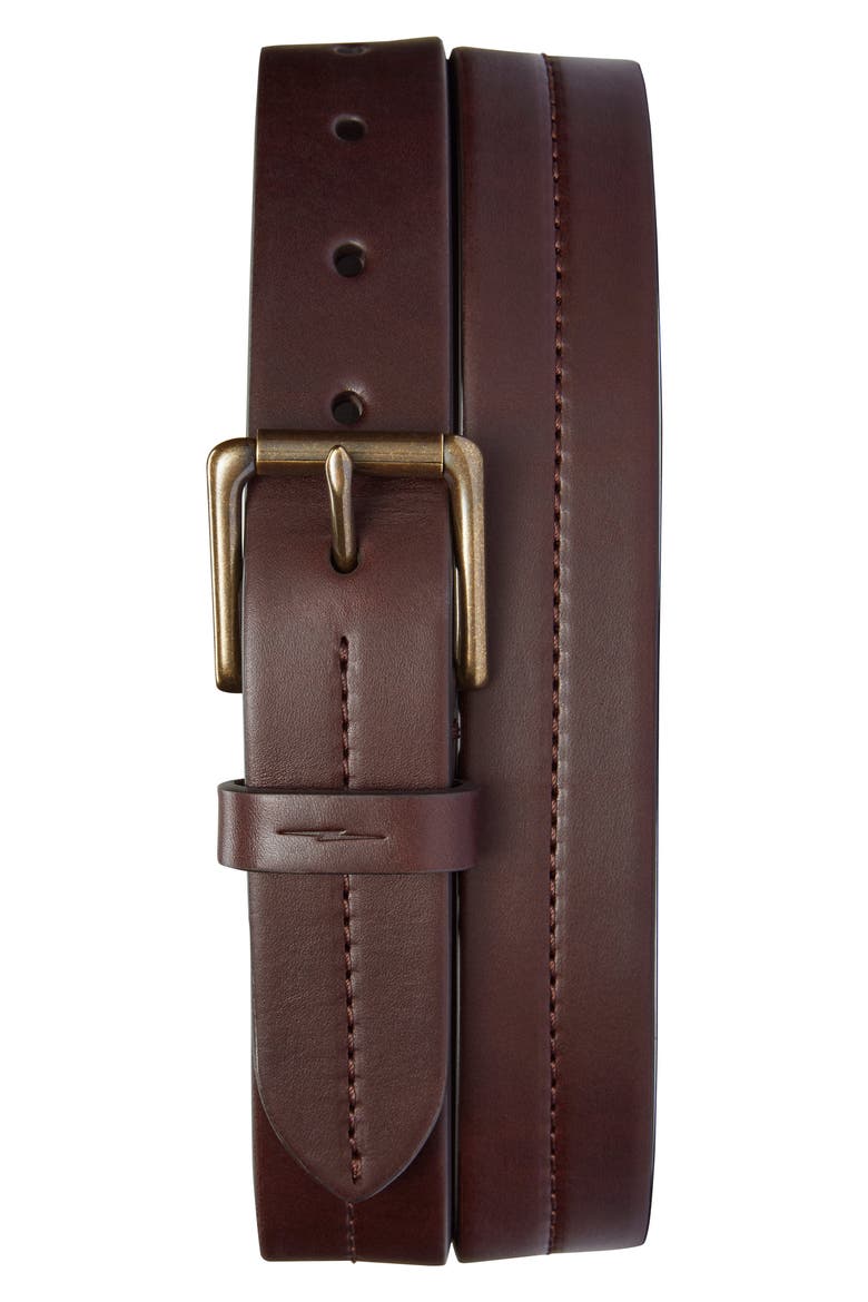 Leather Belt, Main, color, DEEP BROWN