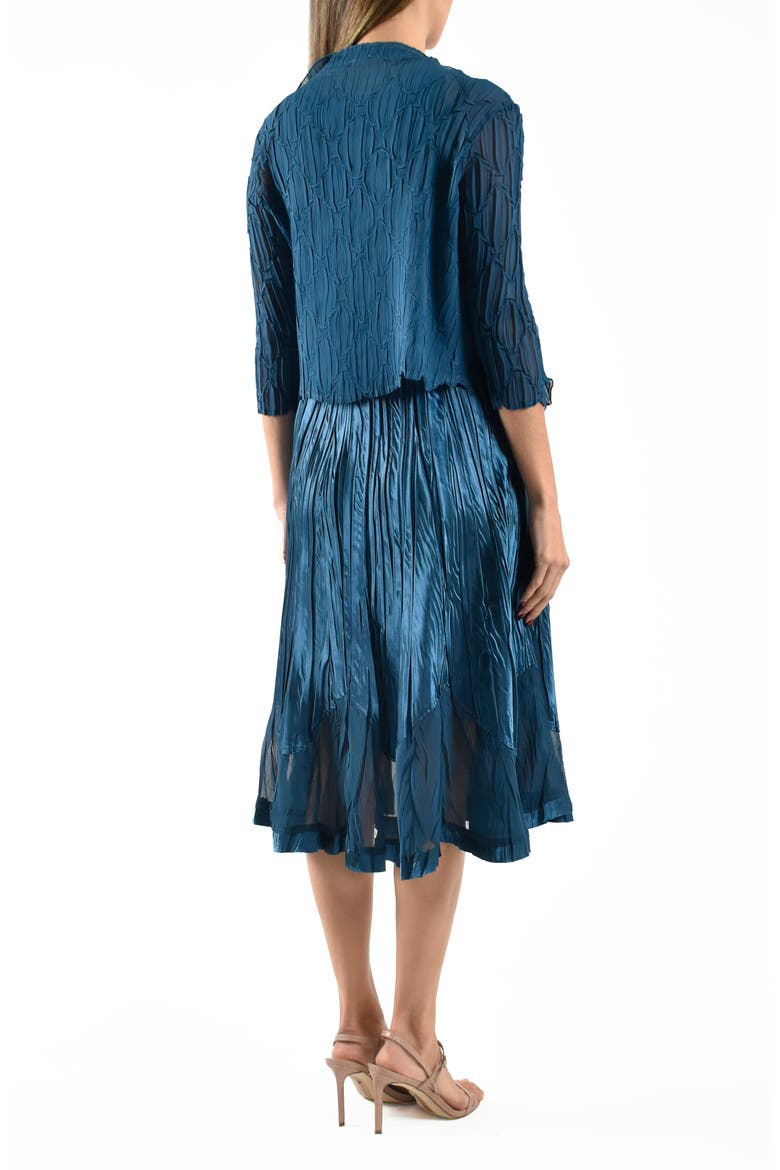 Charmeuse & Chiffon Cocktail Dress with Jacket, Alternate, color, MEDITERRANEA