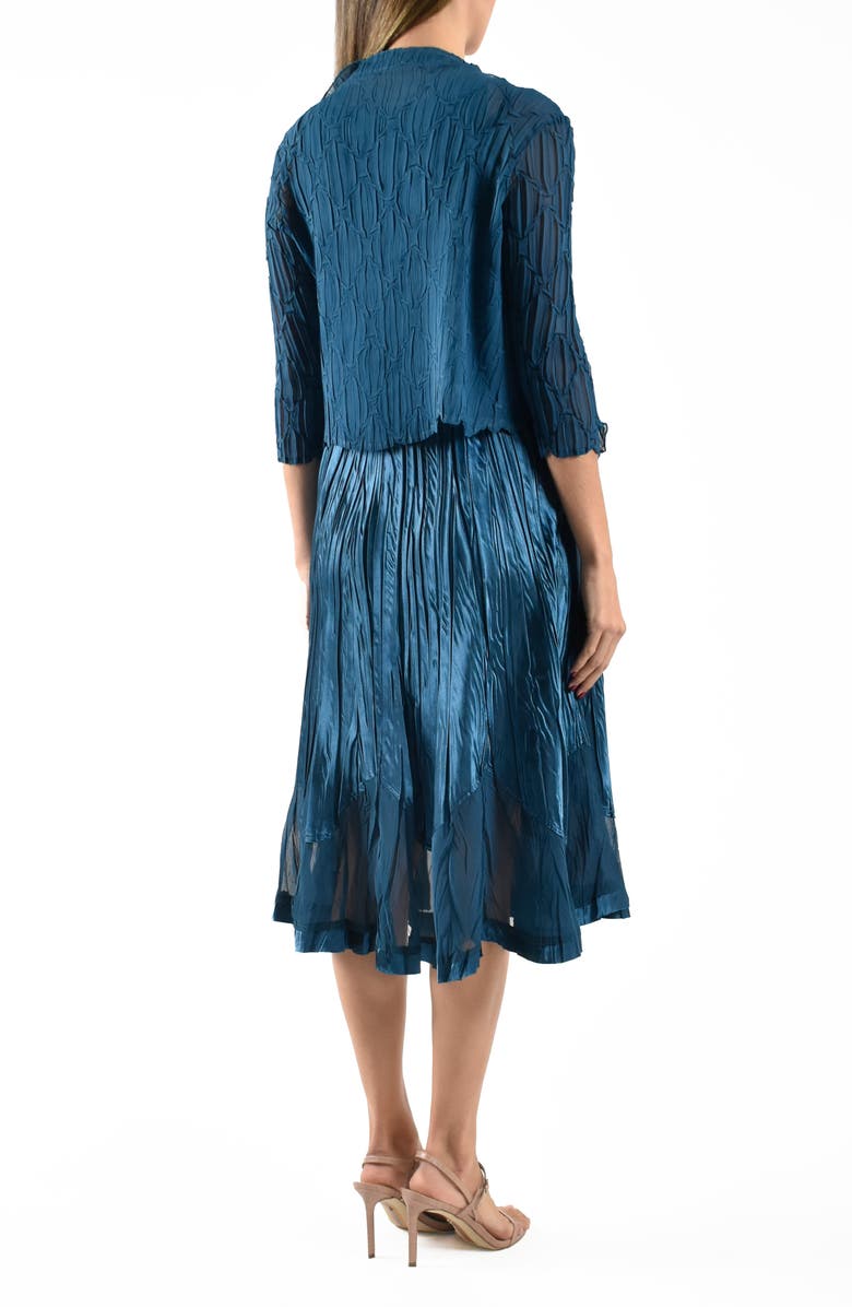 Komarov Charmeuse & Chiffon Cocktail Dress with Jacket, Alternate, color, Mediterranea