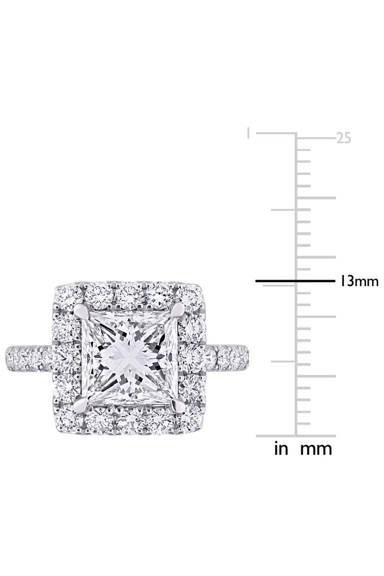 4-1/3 CTW Lab-Grown Diamond Princess Halo Ring 14k, Alternate, color, White Gold