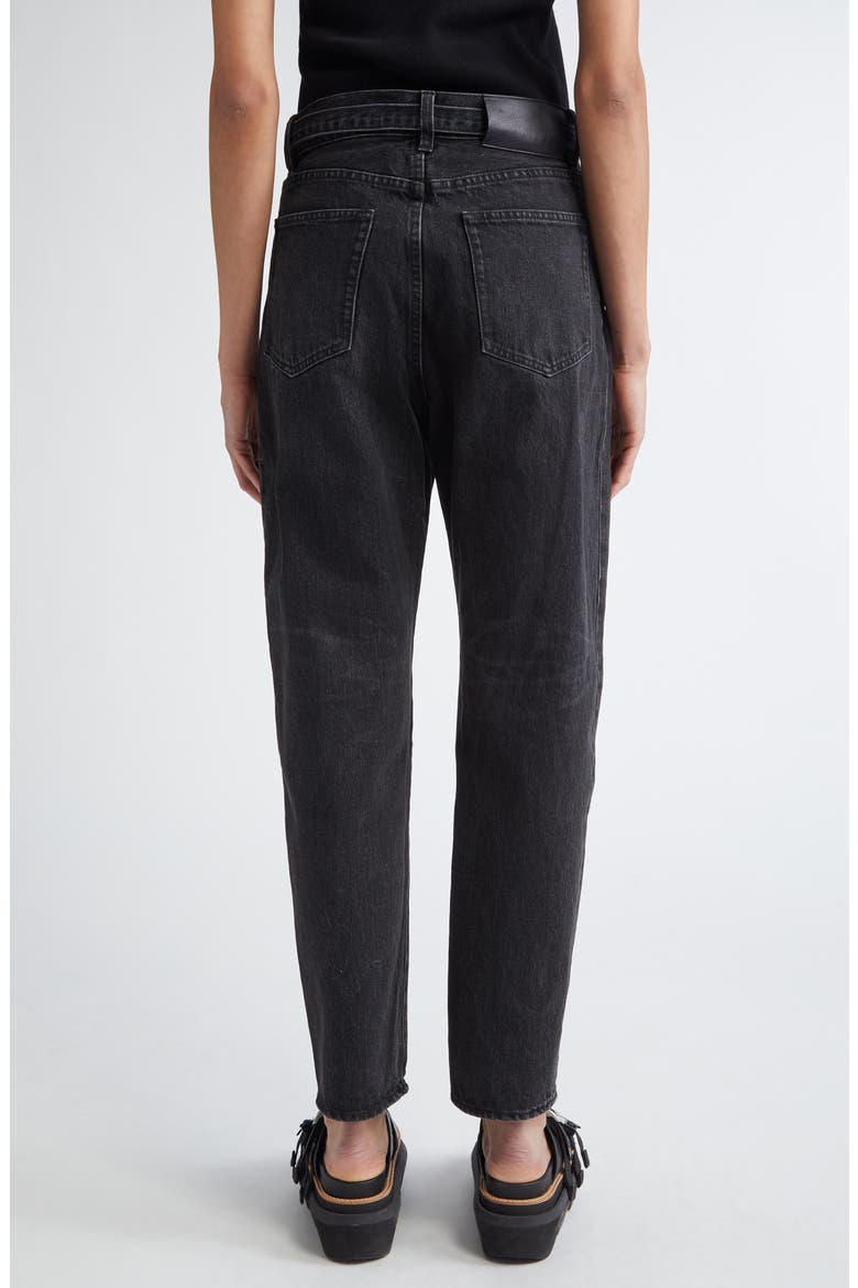 Belted Straight Leg Jeans, Alternate, color, BLACK
