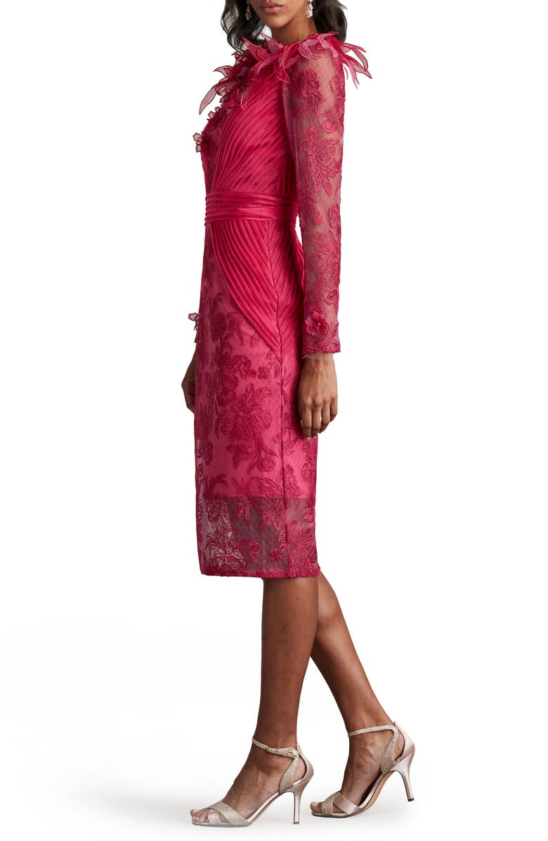 Tadashi Shoji Floral Appliqué Long Sleeve Cocktail Dress, Alternate, color, 