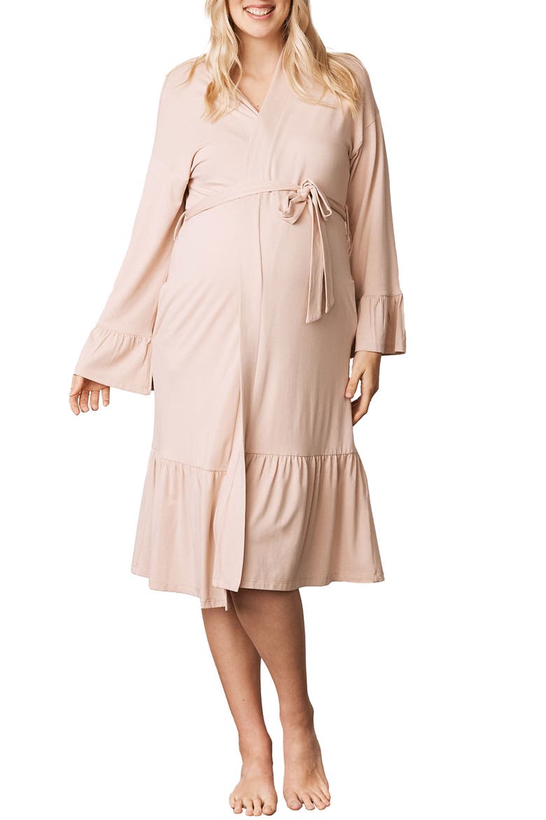 Maternity/Nursing Robe, Main, color, PINK