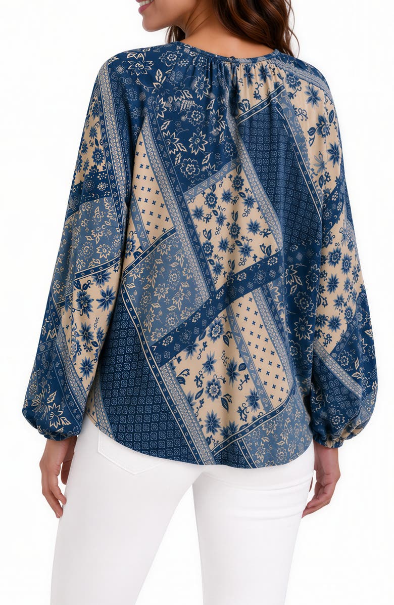 BLUEGREY Patchwork Print Long Sleeve Top, Alternate, color, Denim