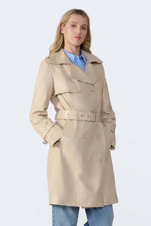 Furniq Uk Soho Leather Trench Coat In Neutral