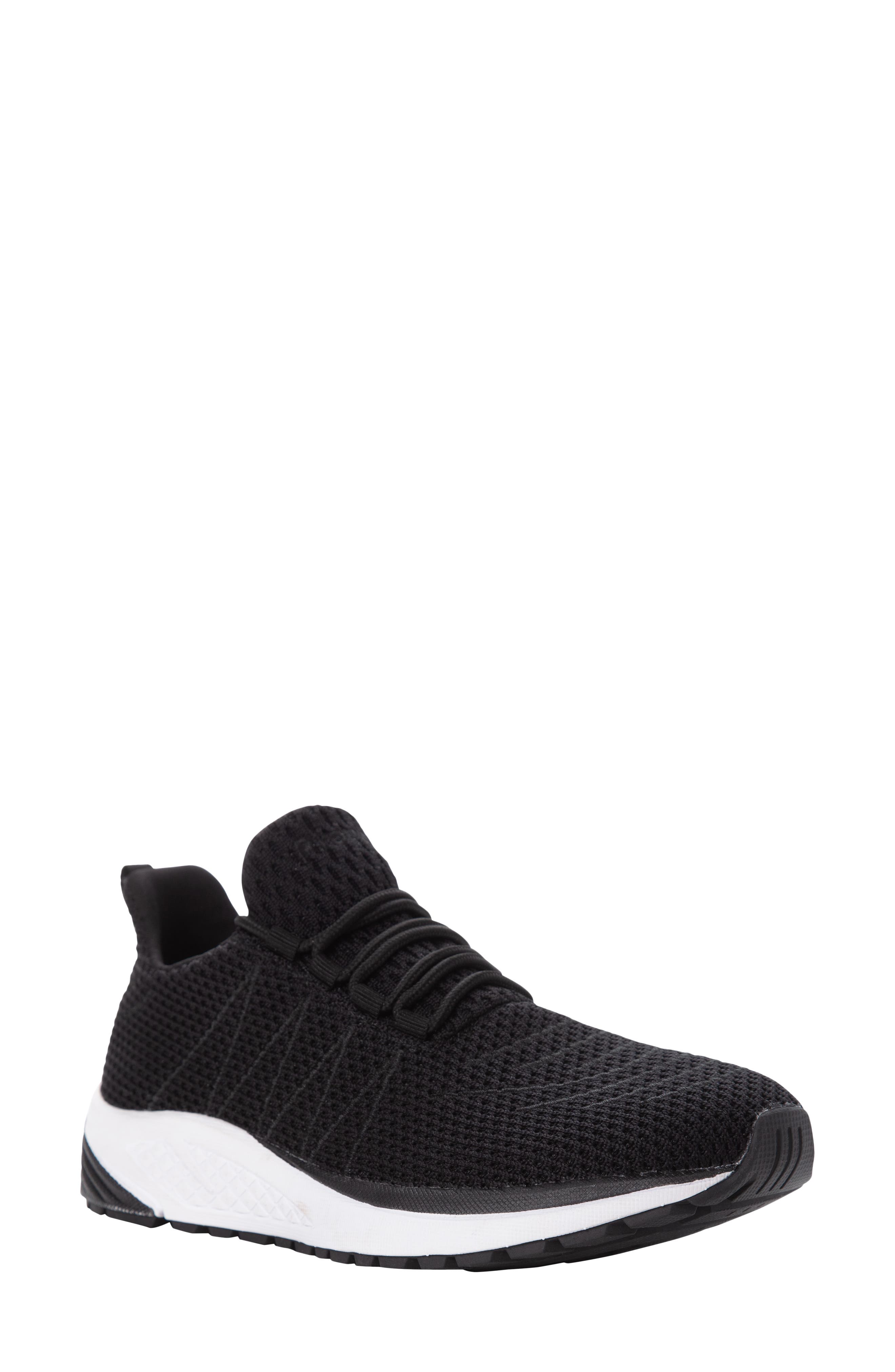 Propét Tour Knit Sneaker, Main, color, Black Fabric