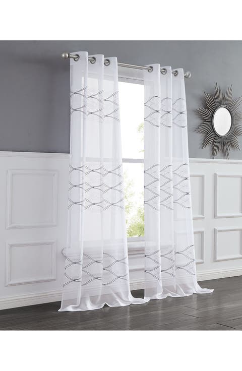 Set of 2 Print Sheer Curtain Panels