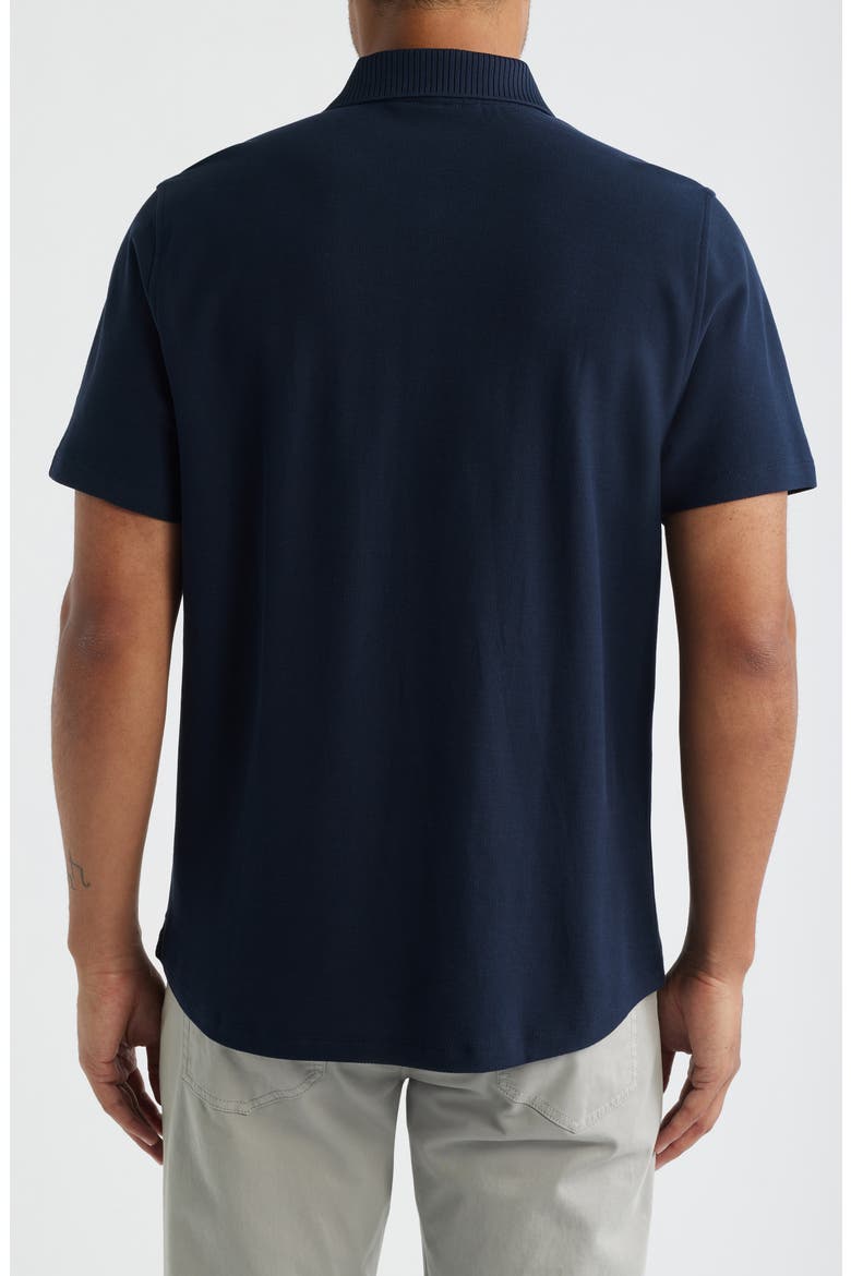 Sorrell Short Sleeve Cotton Piqué Button-Up Shirt, Alternate, color, NAVY