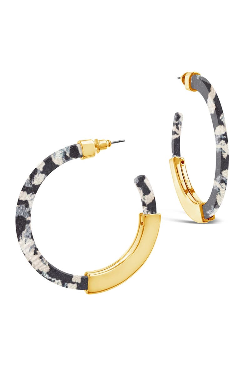 14K Yellow Gold Plated Bar Hoop Earrings, Alternate, color, MULTI