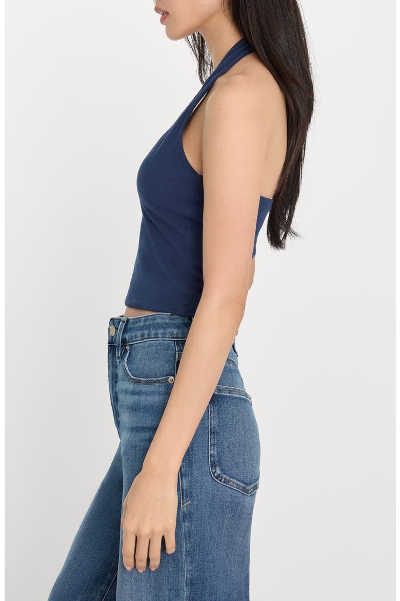 Super Stretch Crop Halter Tank, Alternate, color, HORIZON INK