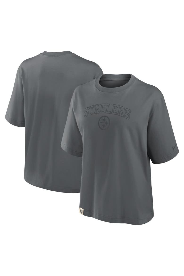 Women's Nike Charcoal Pittsburgh Steelers Glory Arch Boxy T-Shirt, Main, color, Charcoal