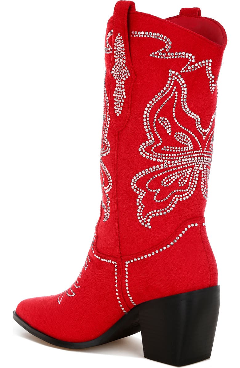 Rag & Co Latafa Rhinestone Western Boot, Alternate, color, Red