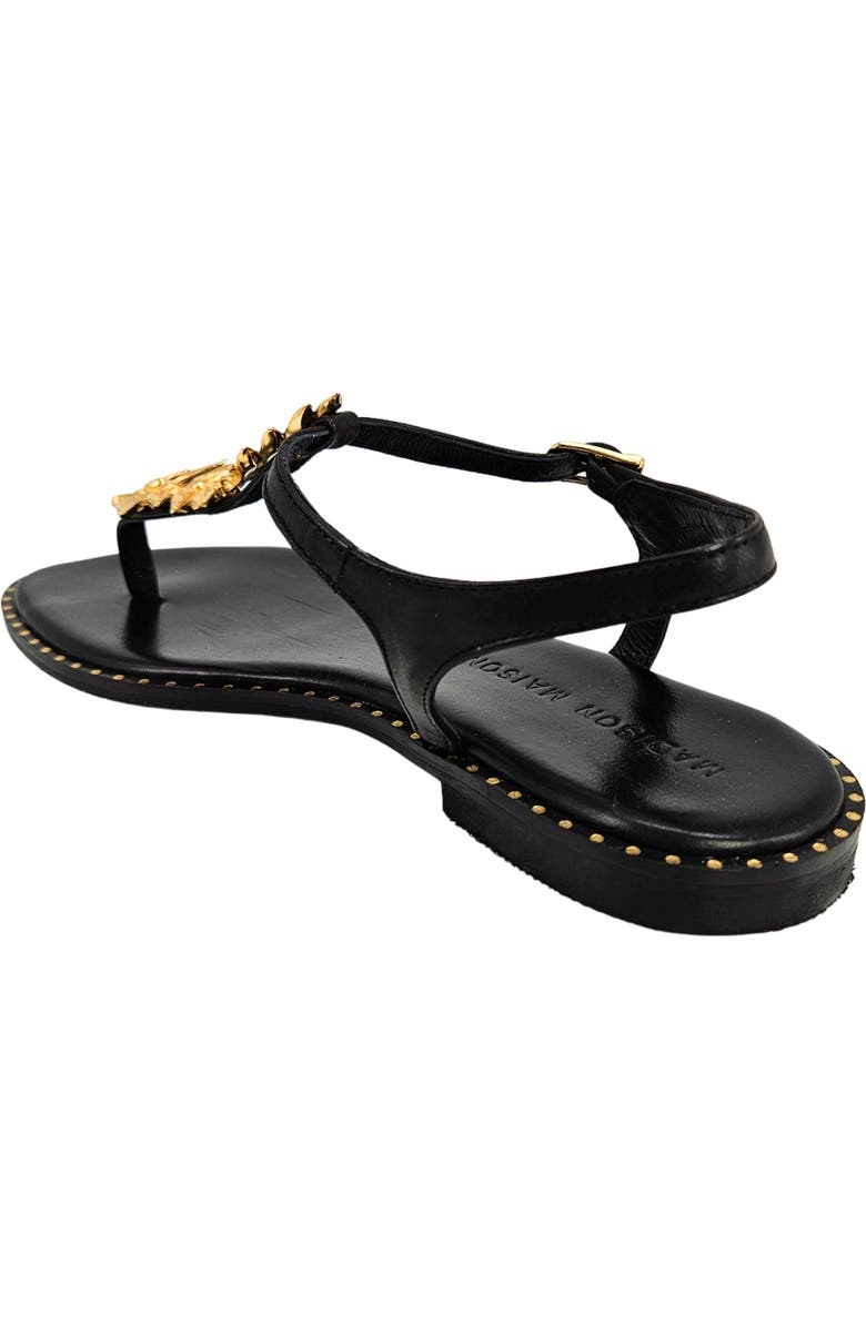 Madison Maison Leather Leaf Flat Thong Sandal, Alternate, color, Black