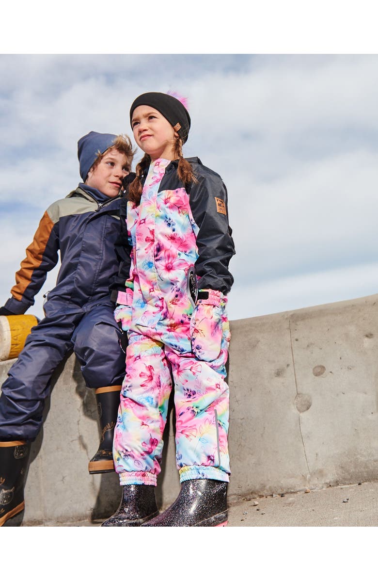 Deux par Deux Little Girl's Printed Mid-Season One-Piece Outerwear Butterflies On Multicolored And Black Background, Alternate, color,