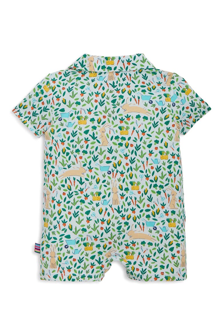 Bunny Garden Magnetic Polo Romper, Alternate, color, BUNNY GARDEN
