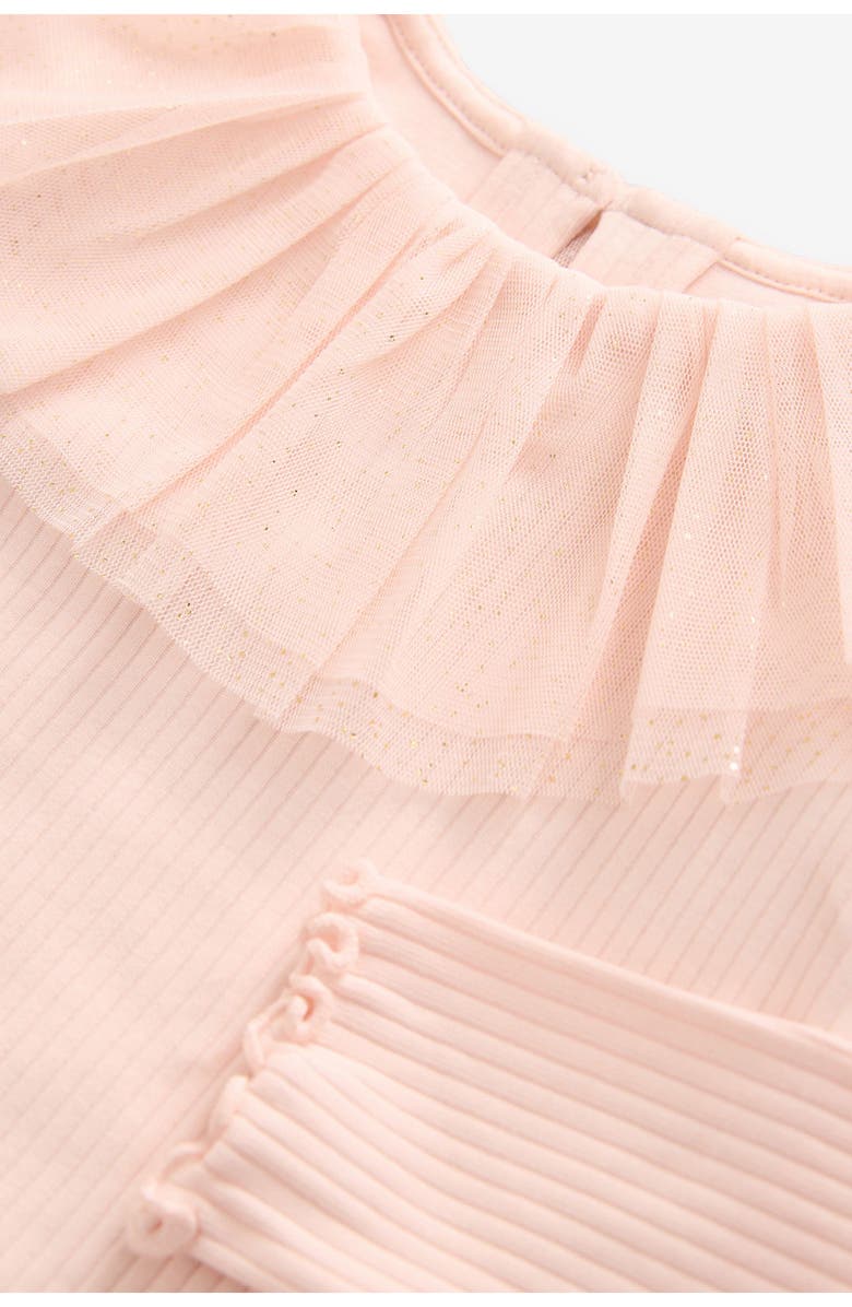 NEXT Kids' Glitter Ruffle Trim Rib Top, Alternate, color, 