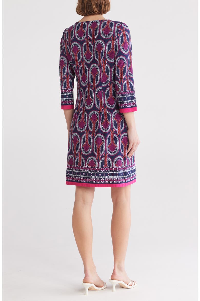 Keyhole Print Shift Dress, Alternate, color, NAVY/ CORAL MULTI