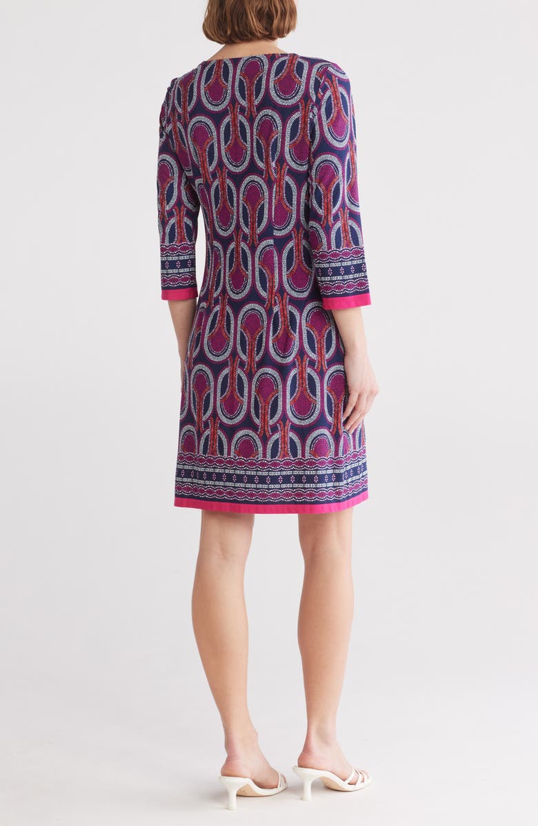 SANDRA DARREN Keyhole Print Shift Dress, Alternate, color, Navy/ Coral Multi