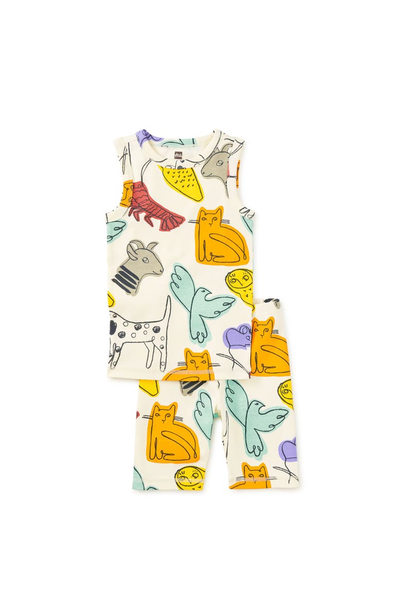 Tea Collection Summer Nights Tank Pajama Set, Main, color, Picasso's Pets