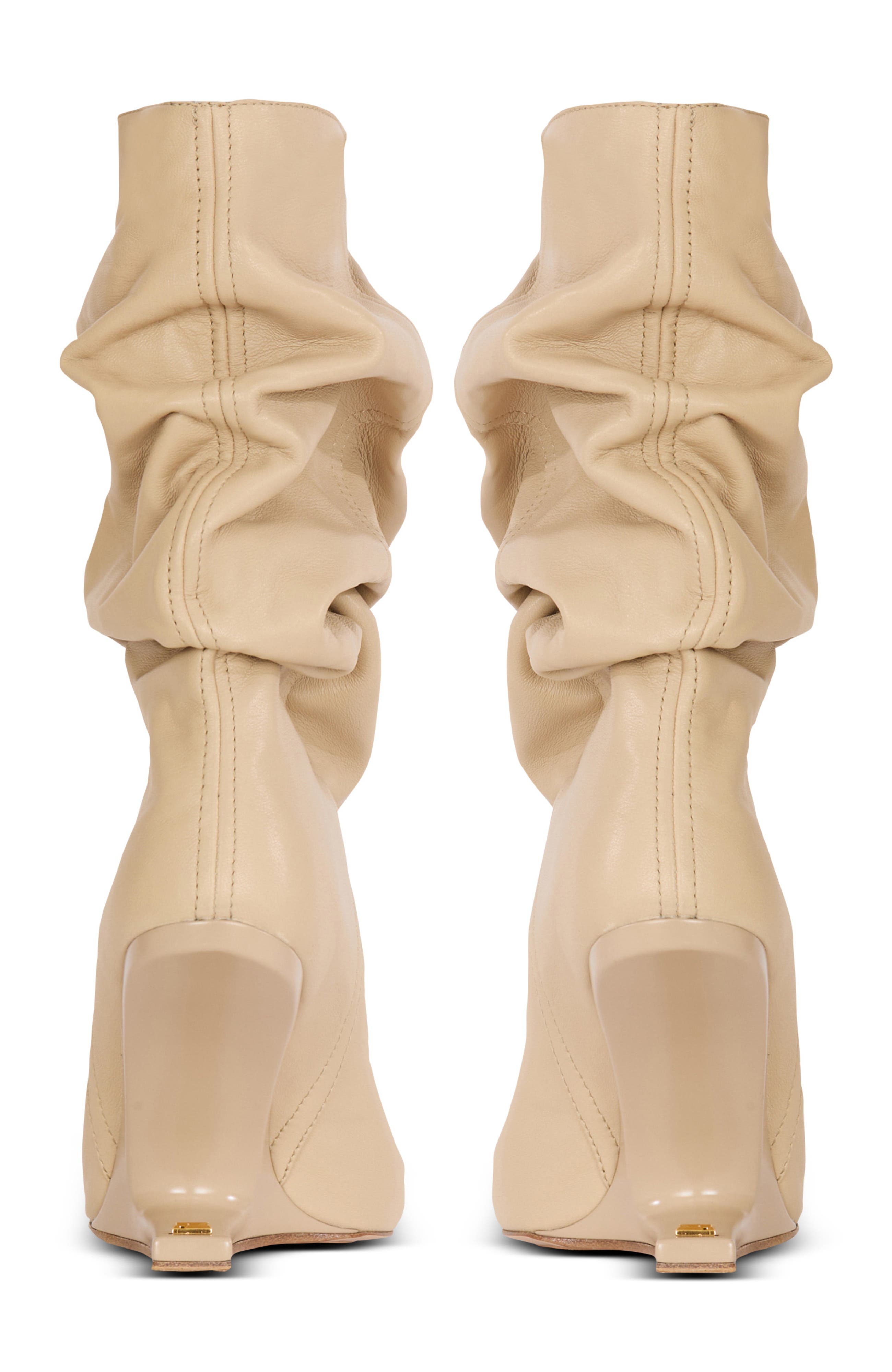 "No Wedge" smooth leather ankle boots, Alternate, color, beige