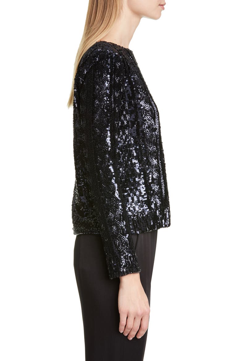 Cesena Sequin Top, Alternate, color, BLACK