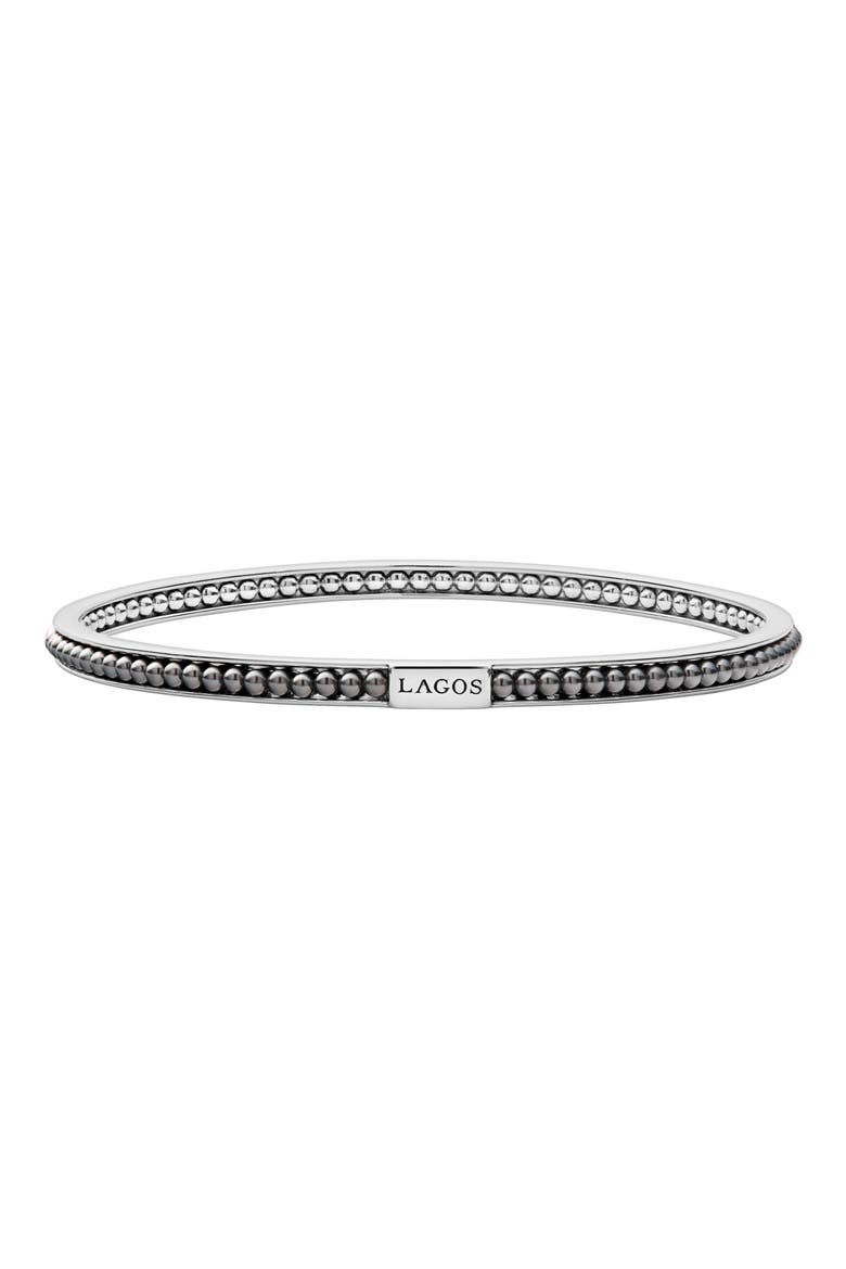 Caviar Icon Beaded Bangle Bracelet, Main, color, SILVER/ HEMATITE