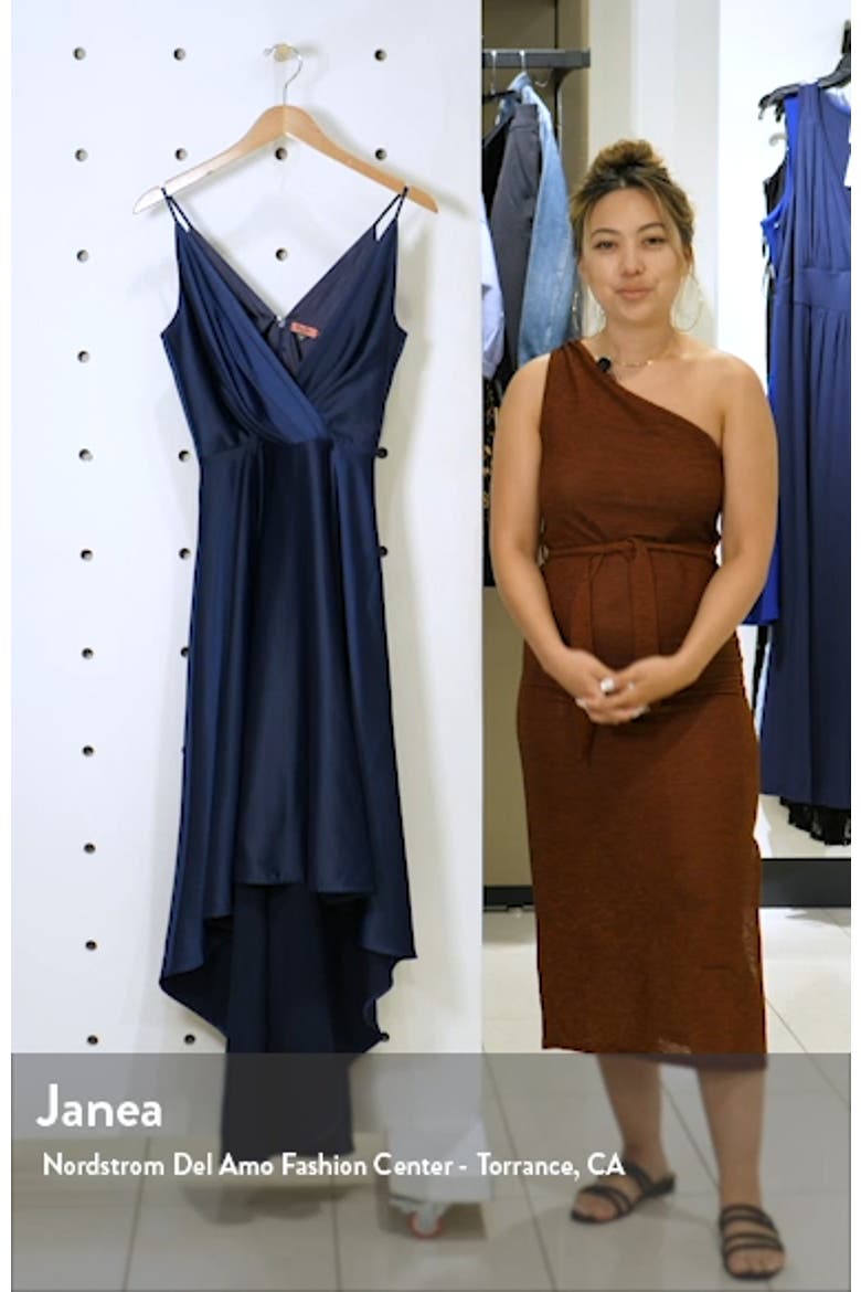 Katherine Surplice High/Low Satin Gown video