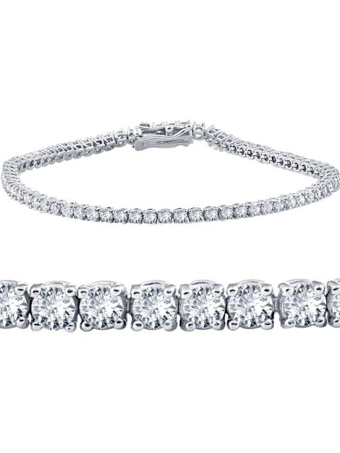 3 Carat Round Cut Lab Grown Diamond Tennis Bracelet In 14k Gold 7"