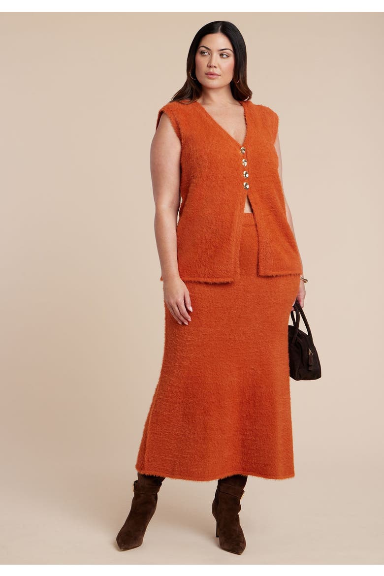 Fuzzy Maxi Sweater Skirt, Alternate, color, ORANGE BRONZE