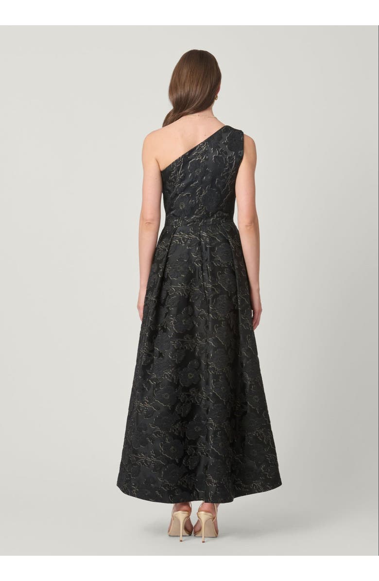 Shoshanna Midnight Georgie Bowery Jacquard Dress, Alternate, color, Jet/Gold