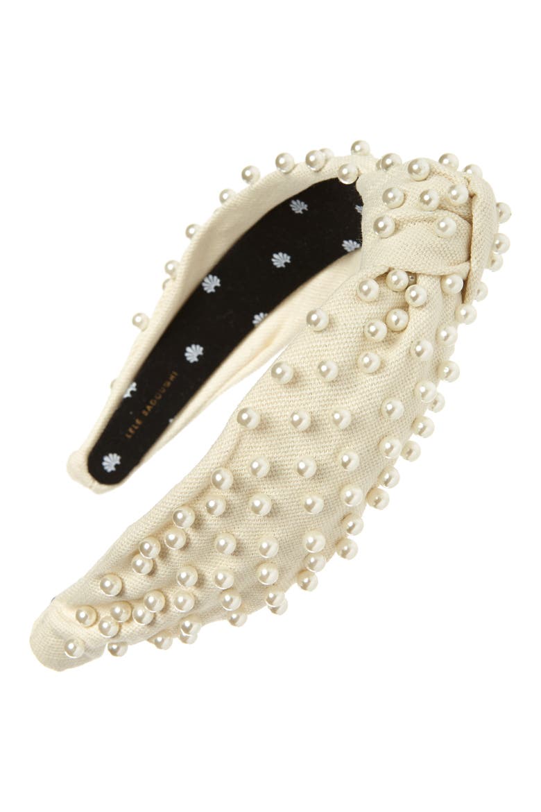Imitation Pearl Headband, Main, color, IVORY