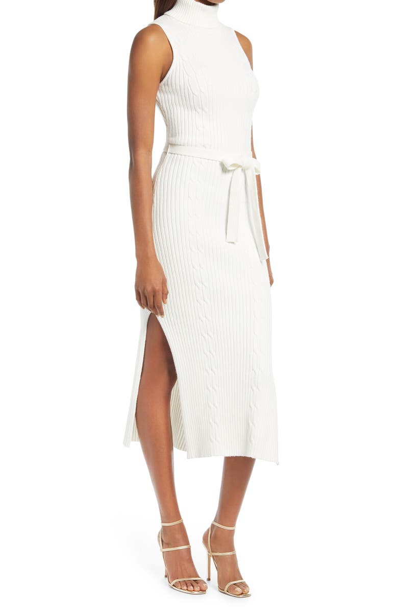 bebe Belted Midi Sweater Dress, Alternate, color, 