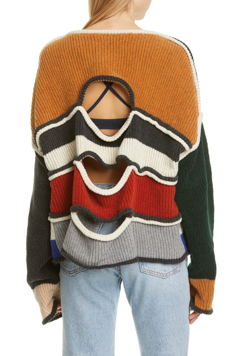 Cutout Merino Wool Blend Sweater, Alternate, color, MULTI