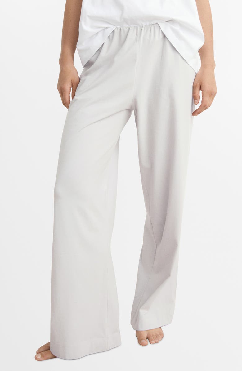 MANGO Fluid Stretch Cotton Pajama Pants, Main, color, Light/ Pastel Grey