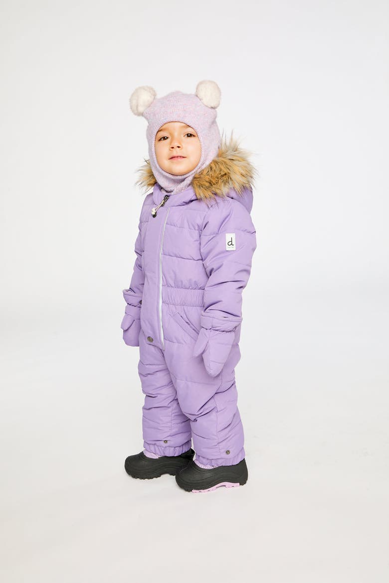 Girl Original One Piece Puffy Snowsuit with Removable Mittens and Boots, Alternate, color, Violet