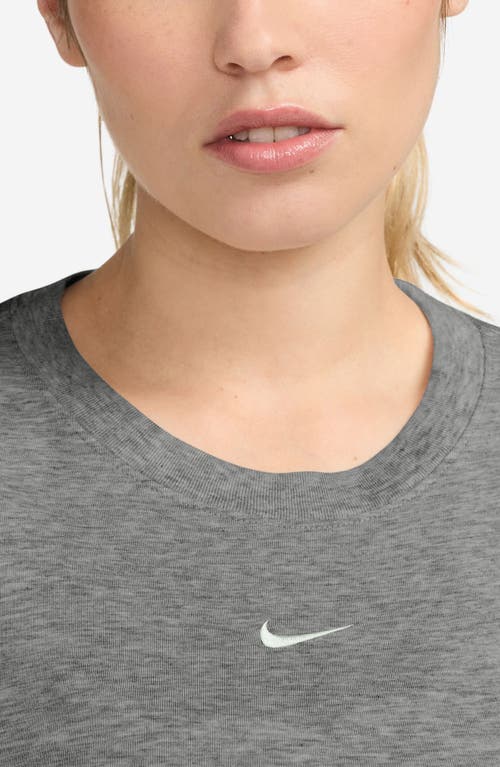 Nike Women's Sportswear Chill Knit Slim Long-sleeve Cropped Top In Grey Heather/lt Silver