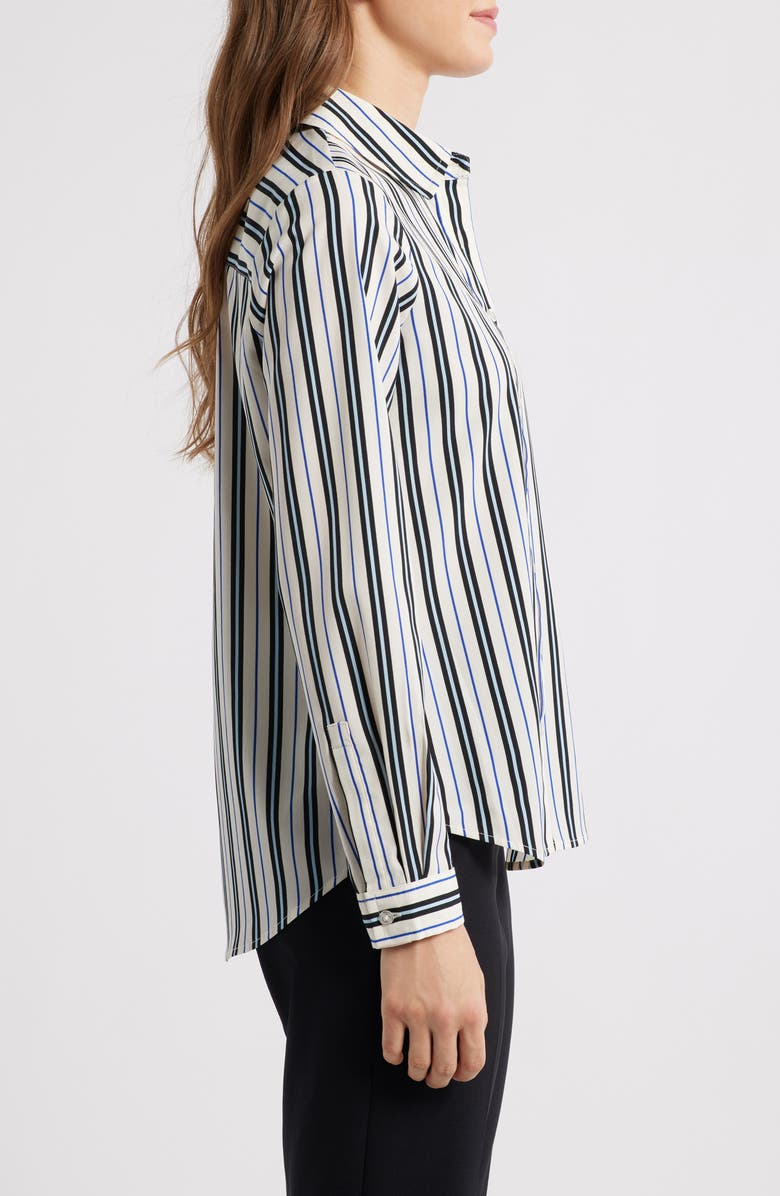 AK ANNE KLEIN Stripe Slim Fit Button-Up Shirt, Alternate, color, White Dove Multi