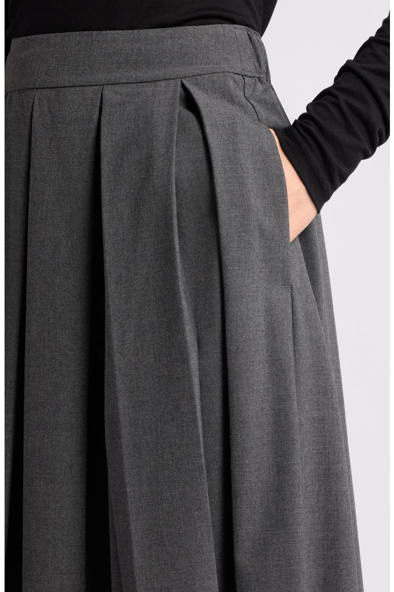 Pleated Midi Skirt, Alternate, color, GREY DARK HEATHER