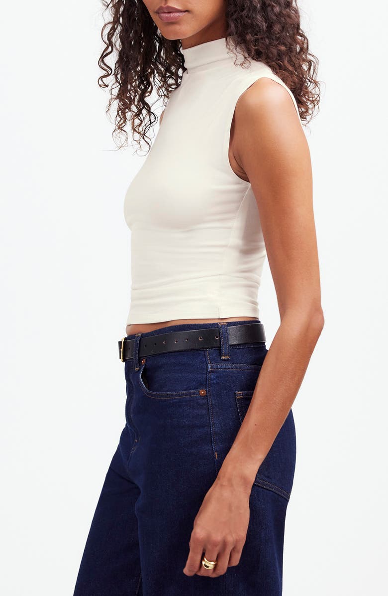 Madewell Funnel Neck Crop Muscle Tee, Alternate, color, Lighthouse