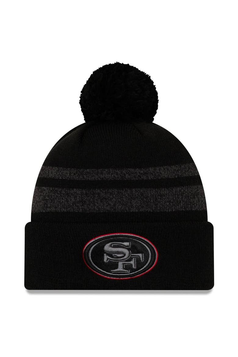 Men's New Era Black San Francisco 49ers Dispatch Cuffed Knit Hat With Pom, Main, color, Black