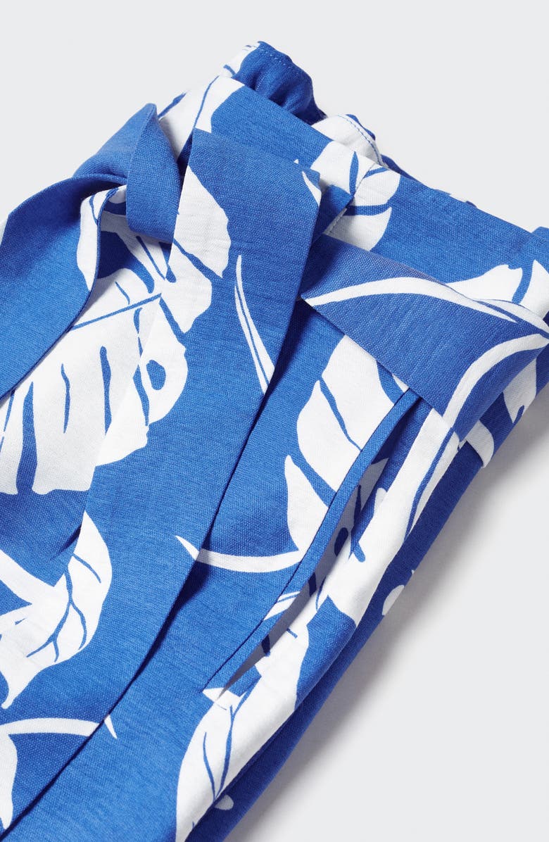 MANGO Tropical Print Wide Leg Paperbag Pants, Alternate, color, 