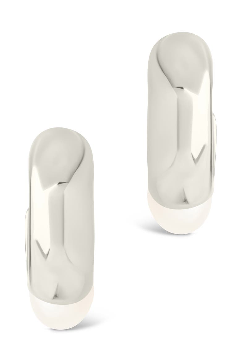 Micki Cultured Pearl Drop Hoop Earrings, Alternate, color, SILVER
