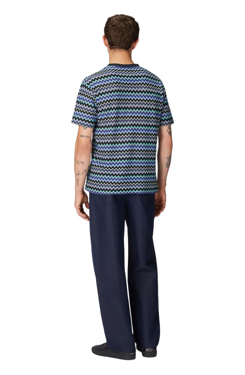 Missoni Zig Zag Cotton Crewneck T-shirt With Contrasting Collar, Alternate, color, 