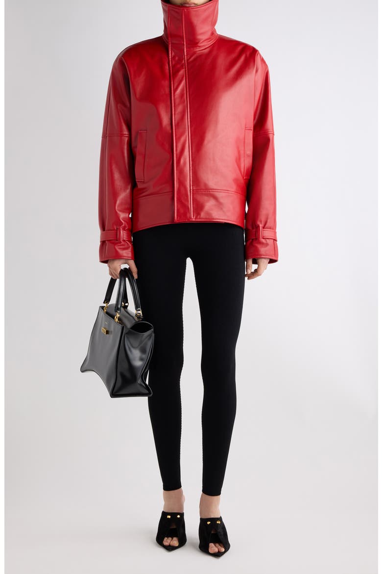Big Collar Leather Jacket, Alternate, color, 6400 RED