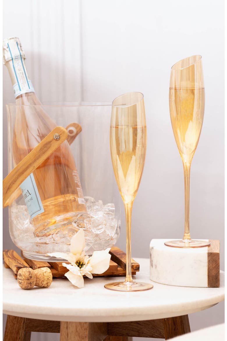 Slant Collection Champagne Glasses, Set of 2, Gold, Alternate, color, Gold