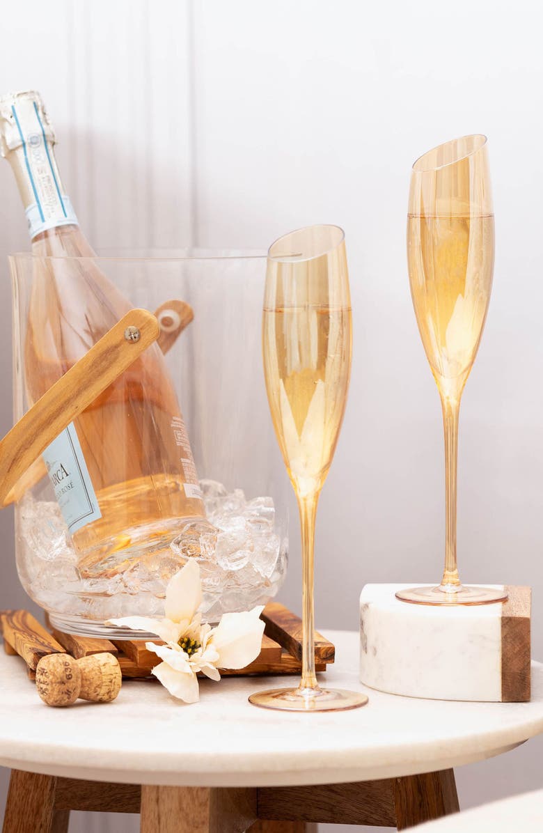 Jeanne Fitz Slant Collection Champagne Glasses, Set of 2, Gold, Alternate, color, Gold
